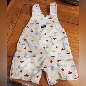 Vintage Osh Kosh Overall Shorts Size 2T with Sailboats